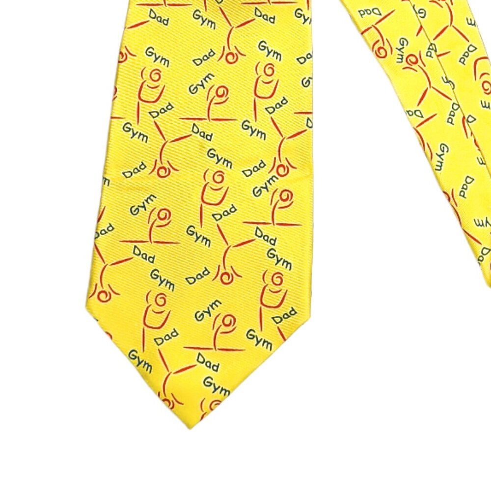 Eagle Wings Gym Dad Silk Tie Men’s 58.5” Yellow Sports Novelty Designer Wide